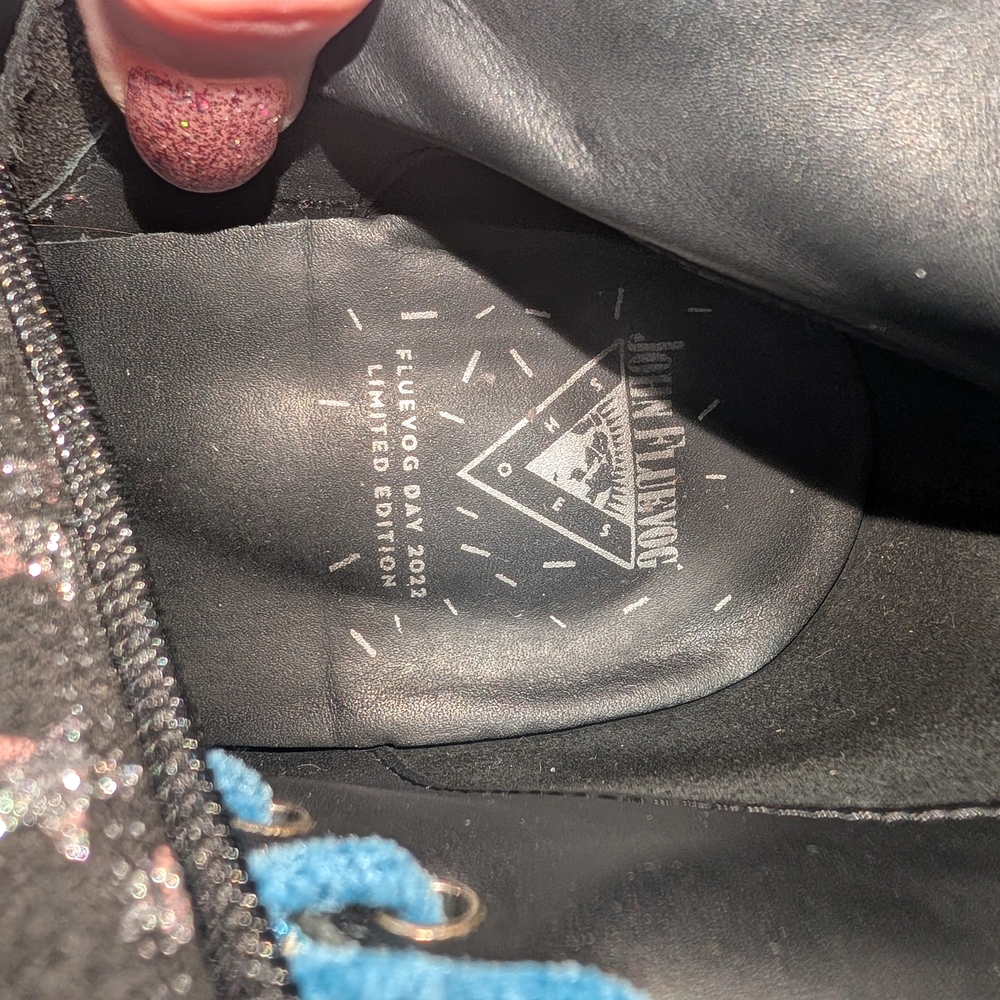 John Fluevog Mini Lover Limited Edition Black and Blue Star Lace-Up Boots - Picture 7 of 8